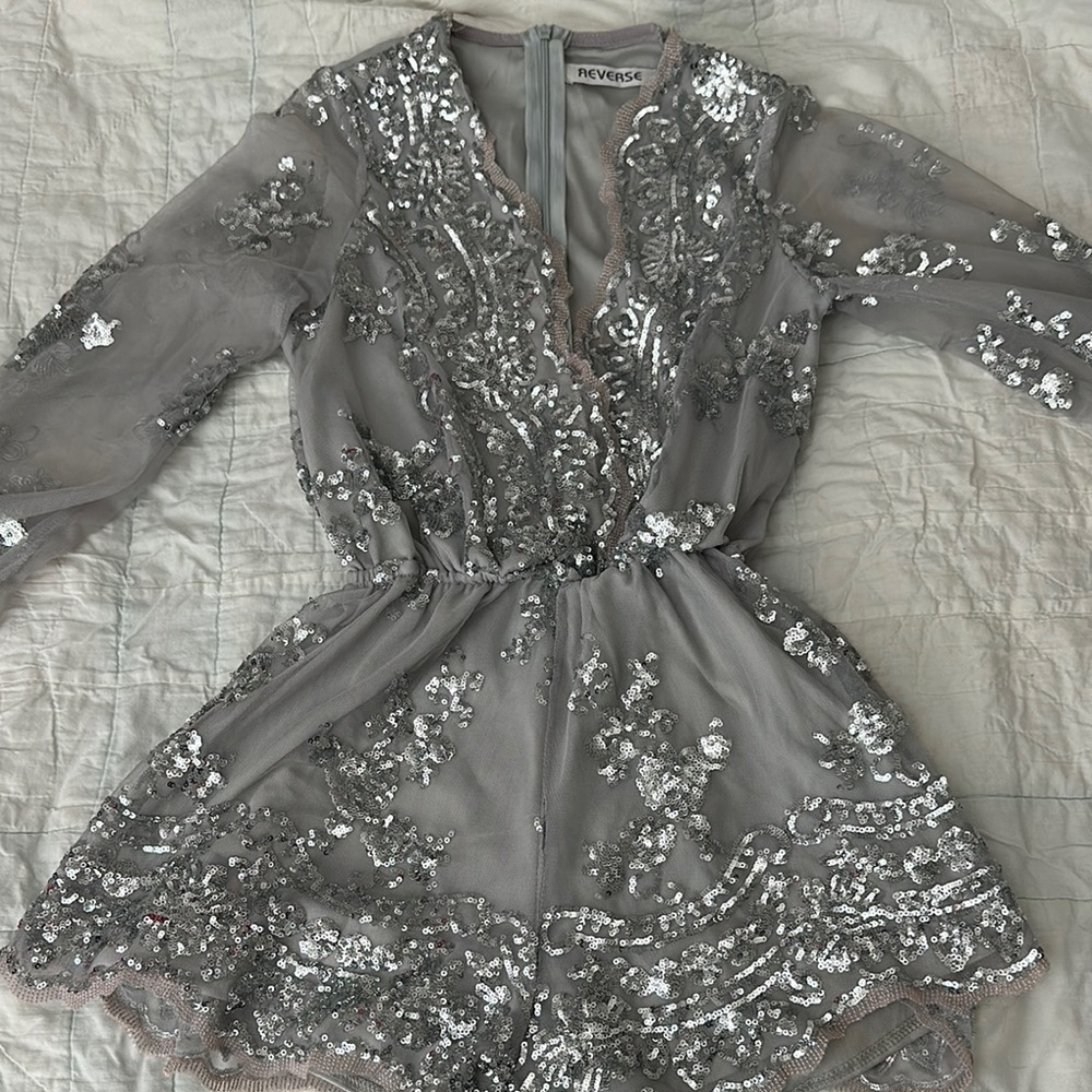 Silver Sequin Romper